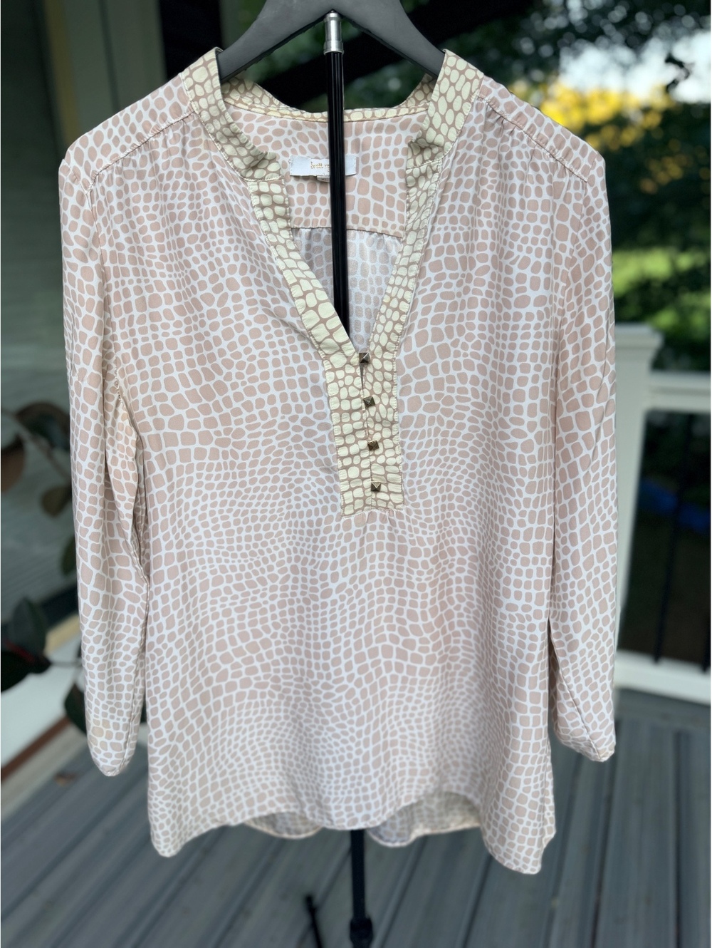 Britt Ryan 100% Silk Reptile Print Blouse Tunic - Size XL